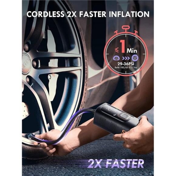 Tire Inflator Portable Air Compressor-Powerful 150PSI&2X Faster,AccuratePressure - Picture 2 of 7